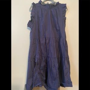 Navy Blue Cottin Ruffle dress (Fits like 1x -2x on top)